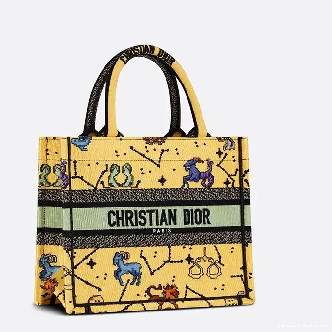 Cheap Pixel Dior Motif Yellow Canvas Tote Book Zodiac 0325 Luxury